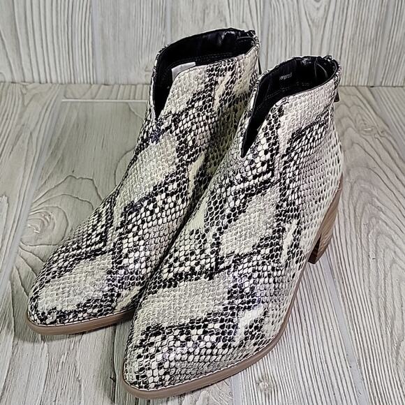 Aqua College Emily Natural Snakeprint Leather Waterproof Ankle Boot Womens 6 NEW - Picture 13 of 15